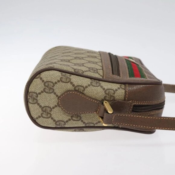 GUCCI GG Supreme Web Sherry Line Shoulder Bag PVC Beige Gold - Picture 4 of 16